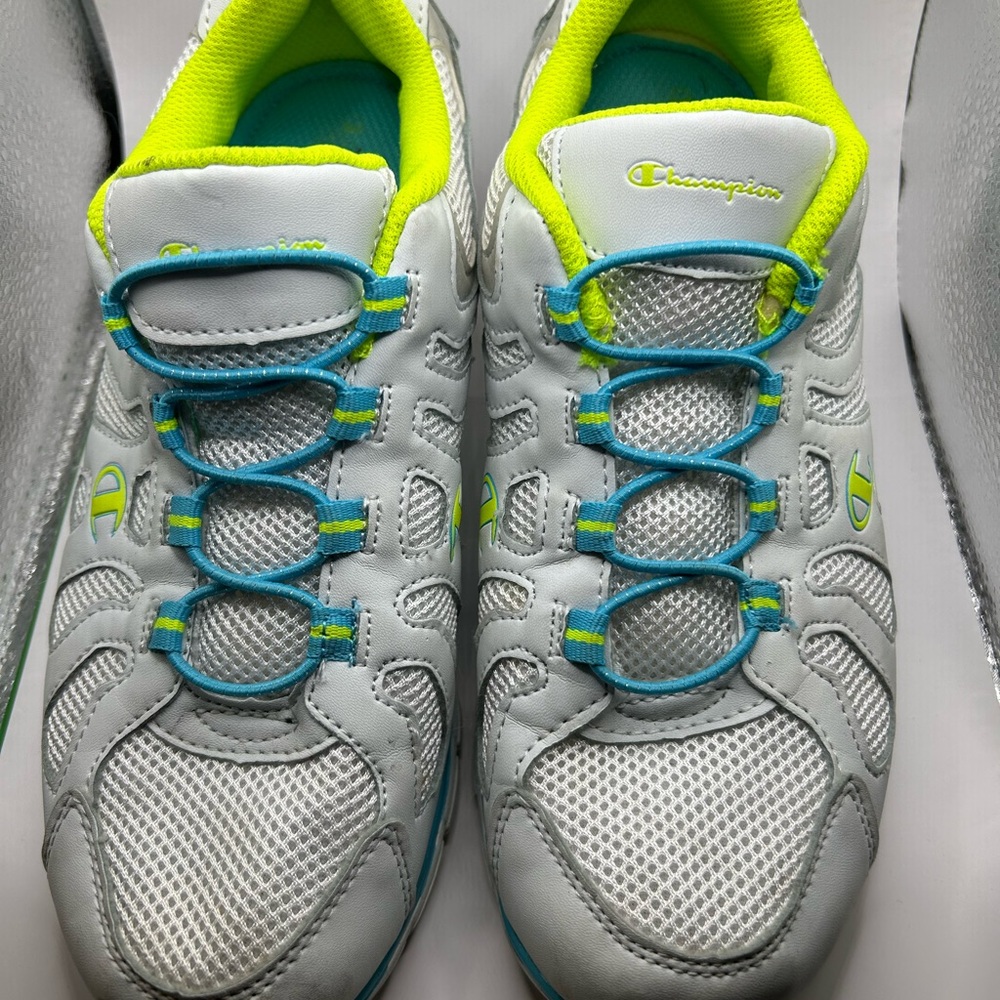 Champion White and Blue Sneakers with Breathable Mesh